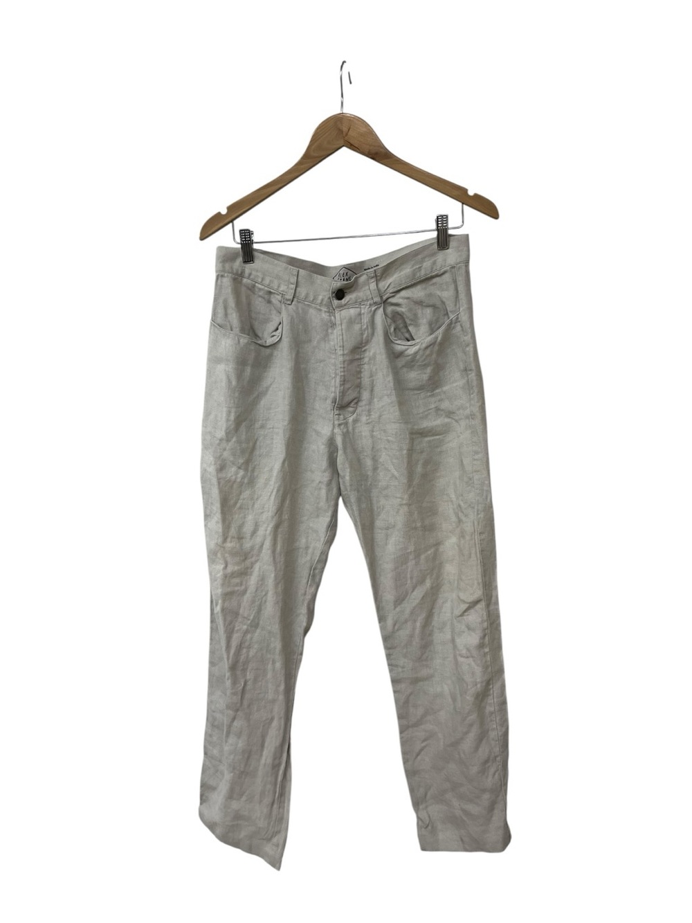 Alex Crane Mens Neutral Beige Linen Cham Pants 30 X 26